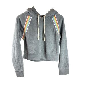 EUC 🌈Brooklyn Cloth Oversized Gray Sweatshirt with Rainbow Stripes SZ M